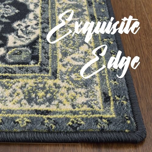 Memoryfield 12x18 Large Area Rug Vintage Rug Retro Floral Indoor Carpet Traditional Oriental Living Room Area Rug Non Slip Backing Non-Shedding Throw Carpet for Bedroom Dining Room Home Office Grey - color: Grey, size: 12' x 18' (Rectangular)