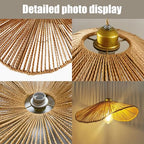 Boho Rattan 17-inch Pendant Light E26 lamp holder,height adjustable Restaurant chandelier Rattan light fixture Chandelier Woven Hanging Light Fixture for Bedroom Entryway Nursery Kitchen Island - color: Light Brown, size: 17-inch