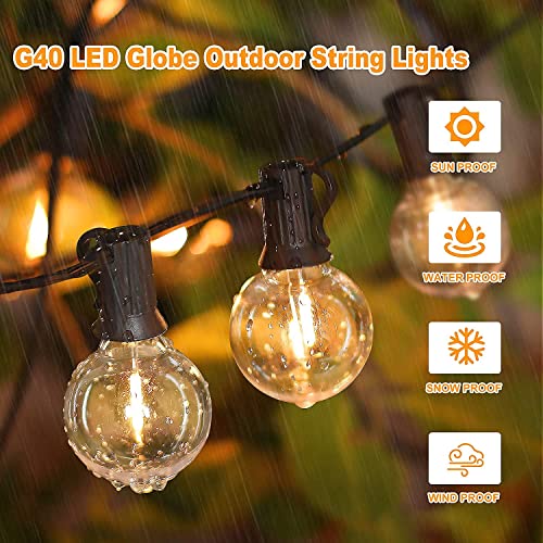 200ft(100*2) Outdoor G40 LED Globe String Lights Dimmable Waterproof Shatterproof Light Strings with 103 Bulbs Connectable Commercial Hanging Lights for Christmas Patio House Backyard Balcony Party - color: Black, size: 200FT-Warm White