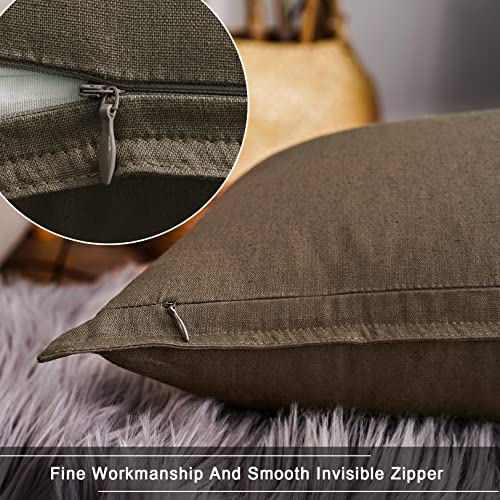 Jeanerlor 18"x18" Solid Cotton Linen Decoration Throw Pillow Case with Zipper Euro Sham Cushion Case Cool Pillow Cover Delicate Decorative Pillowcase for Chair/Bed/Couch,2 Packs, Khaki - color: Khaki, size: 18" x 18" (Pack of 2)