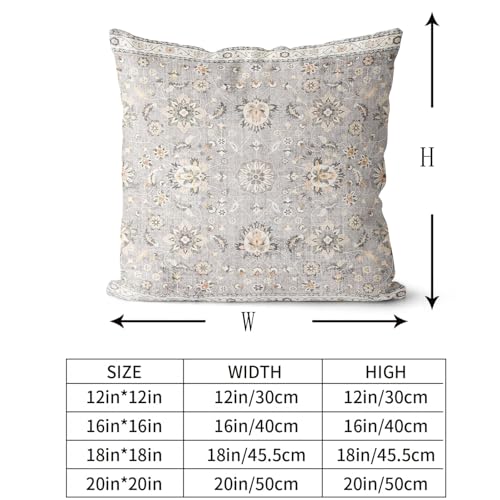 Snycler Boho Throw Pillow Covers Farmhouse Home Decor for Sofa Porch Patio Bed Room Outdoor，Set of 2，Bohemian Carpet Throw Pillows for Couch Decorative Pillow Cases，18x18inch,Grey - color: Floral-grey, size: 18" x 18" (Pack of 2)