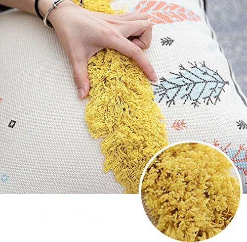 LEVINIS Yellow Tufted Decorative Throw Pillow Cover for Couch Sofa Woven Boho Tribal Pillow Cases with Tassel Square Cushion Cover, 18 x 18 Inch - color: Yellow Tufting, size: 18" x 18" (Pack of 1)