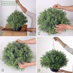 YXZZWL Artificial Rosemary Hanging Basket - 2 Sets with Baskets, Hanging Plants Faux Shrubs, Suitable for Porch, Eaves, Farmhouse, and Garden Decoration for Outdoor UV-Resistant Ornaments