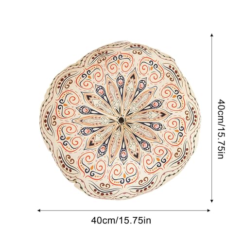 Boho Floor Cushion - 16x16 Inch Round Plush Mat for Extra Comfort, Reversible Dense Padding with Breathable Fabric, Versatile Chair and Meditation Cushion for Home Office Bedroom Lounge Décor - color: C