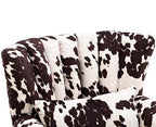 Kmax Cow Print Accent Chair Velvet Wingback Chair with Pillow Nail-Head Channel Tufted Oversized Club Chair for Living Room Bedroom Guest Room - color: Cow