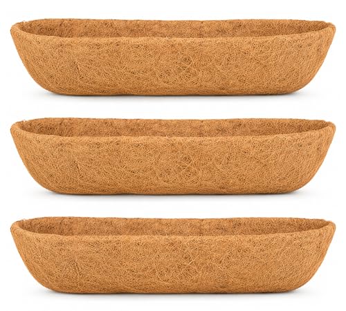 Y&M 3PCS 36" Horse Trough Coco Liners for 36 Inch Window Deck Box, Pre Formed Replacement Coco Liner for Window Deck Basket - size: 36in 3Pcs