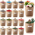 Boao 18 Pcs Wall Hanging Storage Foldable Basket Bags for Organizer Decorative Small Cotton Linen Box 5 x 4.7 Collapsible Bin Bag with Handle, Family Door Closet Desktop Gadget Decor