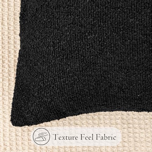 JoraLion 14x36 inch Boucle Lumbar Pillow Cover, Black Woven Texture Neutral Long Pillow Cover Breathable Cushion Case for Couch Sofa Bed Living Room Home Decor (Cover Only) - color: Black, size: 36" x 14" (Pack of 1)