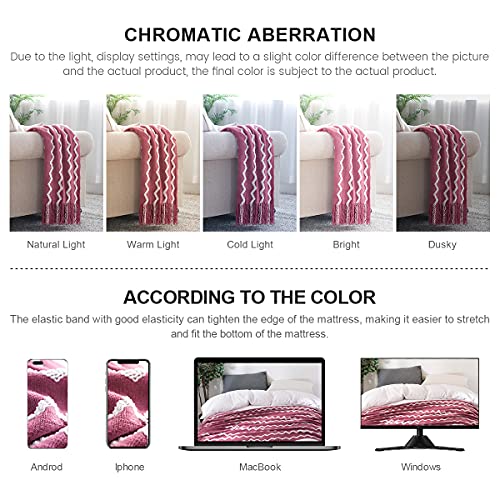 BOURINA Fluffy Chenille Knitted Fringe Throw Blanket Lightweight Soft Cozy for Bed Sofa Chair Throw Blankets Rose Wine 50" x 60" - color: A-rose Wind, size: 50"×60"