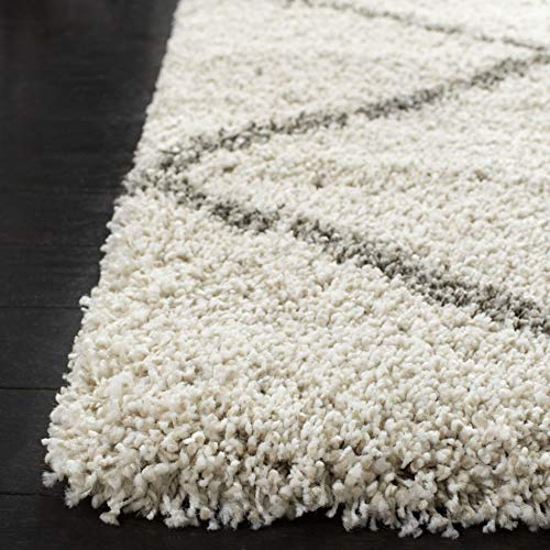 SAFAVIEH Hudson Shag Collection Accent Rug - 2' x 3', Ivory & Grey, Modern Trellis Design, Non-Shedding & Easy Care, 2-inch Thick Ideal for High Traffic Areas in Foyer, Living Room, Bedroom (SGH281A) - color: Ivory/Grey, size: 2' x 3' (Rectangular)