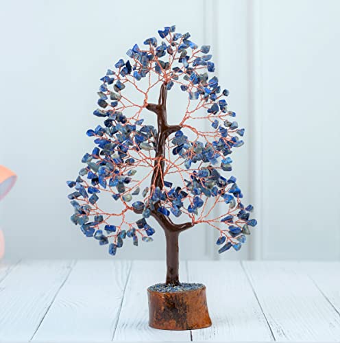 Crocon® Lapis Lazuli Chakra Crystal Tree of Life Gifts for Men Him & Family Handmade Gemstone Feng Shui Crystal Decoration Spiritual Gifts, Money Tree, Bithday Gift for Women Healing Crystals - color: Lapis Lazuli (Copper Wire)