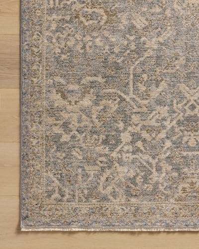 Loloi Magnolia Home by Joanna Gaines Junie Collection JUE-01 Blue/Natural 5'-3" x 7'-6", .38" Pile Height, Area Rug - color: Blue / Natural, size: 5'3" x 7'6" (Rectangular)