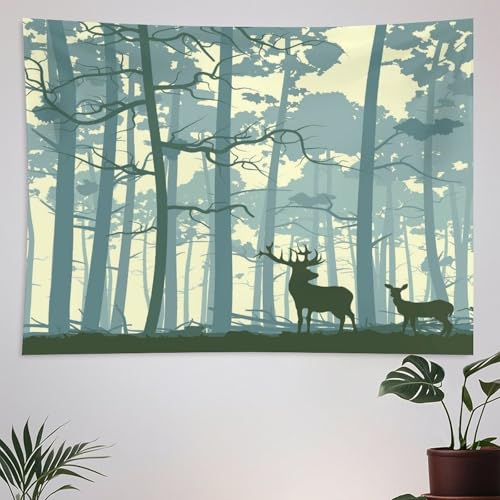 ZhiRain Rustic Forest Tapestry Wall Hanging Farmhouse Cabin Tree Lodge Hunting Deer Camping Vintage Country Tapestries Home Decor for Living Room Bedroom Apartment Dorm 30"x40" - color: Cabin-22, size: 30"L x 40"W