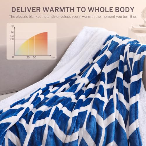 VENTIMI Electric Heated Blanket Full Size, 72" x 84" Heated Blanket with 9 Heat Levels & 2 to 10 Hours Auto Off, Fast Heating Blankets with ETL & FCC Certification, Navy - color: Navy, size: Full