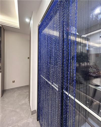 ave split Decorative Door String Curtain Wall Panel Fringe Window Room Divider Blind Divider Tassel Screen Home 100cm*200cm (Royal blue18) - color: Royal Blue18