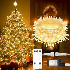 suddus 100 LED String Lights with Remote Control, 33ft Connectable Clear Wire Fairy Lights, 8 Modes & Timer Dimmable, Waterproof Plug in Twinkle Lights for Bedroom, Patio, Christmas Tree - Warm White - color: Warm White, size: 100LED Connectable