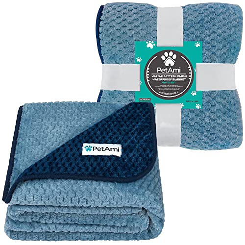 PetAmi Waterproof Dog Blanket, Leakproof Puppy Blanket for Medium Large Dogs, Furniture Sofa Couch Cover Protector, Fleece Pet Throw Indoor Cat Kitten, Reversible Washable Soft Plush, 40x60 Navy Blue - color: Navy/Blue, size: Large (40x60)