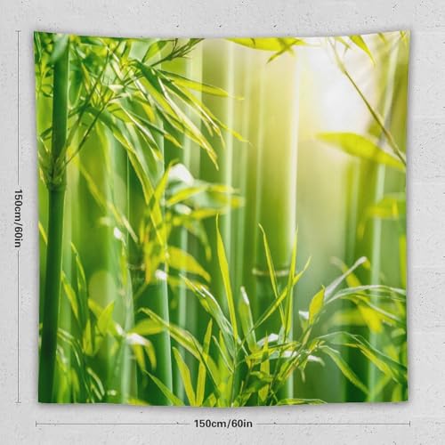 HZOHNAGO Bamboo Tapestry Bamboo Leaf Sunshine Nature Printed Wall Tapestry Painting Wall Hanging for Bedroom Living Room Dorm 60" W x 60" H - color: Bamboo-1, size: 60"L x 60"W
