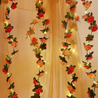 Fielegen 30 LED Rose Flower String Lights 8.2ft Artificial Flower Garland with Lights Hanging Fake Rose Flower Vine Lights for Garden Wedding Party Decor Birthday Bedroom Wall Decor