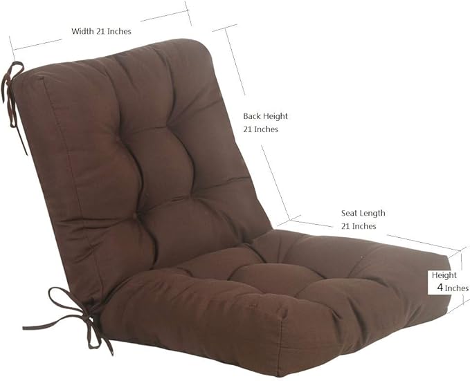 QILLOWAY Outdoor Seat/Back Chair Cushion Tufted Pillow, Spring/Summer Seasonal Replacement Cushions - Pack of 4 (Coffee)
