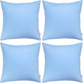 Thmyo 4-Pack 100% Cotton Comfortable Solid Decorative Throw Pillow Case, Square Cushion Cover Pillowcase Sublimation Blank Pillow Covers DIY Throw Pillowcase for Sofa(24x24 inch/ 60x60cm,Sky Blue)
