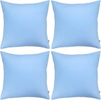 Thmyo 4-Pack 100% Cotton Comfortable Solid Decorative Throw Pillow Case, Square Cushion Cover Pillowcase Sublimation Blank Pillow Covers DIY Throw Pillowcase for Sofa(24x24 inch/ 60x60cm,Sky Blue)