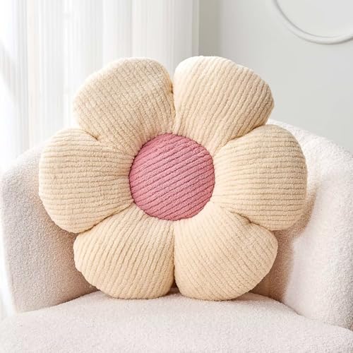 Kcvvcr Flower Throw Pillow, Soft White 17.7" Shaped Floor Pillow for Home Decor, Cute Aesthetic Plush Decorative Pillows for Bed, Sofa, Couch - color: White, size: 17.7 Inch