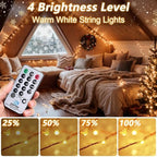 Super Long LED String Lights 99ft 300 LEDs Fairy String Lights with Switch/Timer, Indoor/Outdoor Copper String Lights with Remote, for Birthday Wedding Christmas, Plug in/8 Modes Warm White - size: 99 Feet