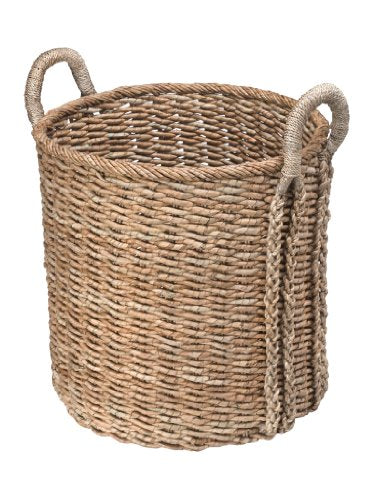KOUBOO Seagrass Storage Basket, Blanket, Basket for Pillows Storage, Decorative Basket, Wicker Toy Organizer, Bedroom & Living Room Storage, Home Decor Essentials, Brown