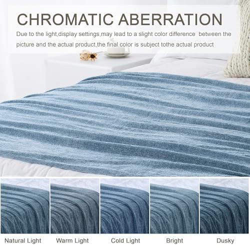 Chenille Throw Blanket for Couch 50"X 60", Soft Cozy Throws with Fringe Tassel for Bed Sofa Chair Cover, Lightweight Knitted Decorative Boho Blankets for Living Room, Dusty Blue - color: Dusty Blue, size: 50x60 inch
