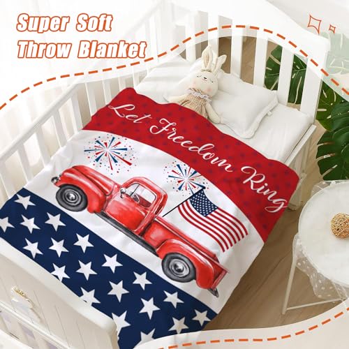 YeeJu Patriotic Throw Blanket for Baby Small 4th of July Memorial Day Fourth of July Blanket for Toddler Swaddle Soft Fleece Blanket Red White Blue Star Independence Veteran Day Blanket 30x40 - color: Flag-07, size: 30"x40"