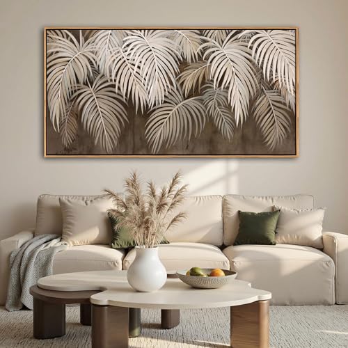 Boho Wall Art - Modern Minimalist Brown Canvas Artwork,Neutral Pictures for Living Room Textured Large Wall Art for Bedroom Wall Decor Framed Paintings 20×40IN - color: Brown, size: 40"L x 20"W