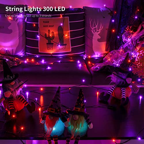 300 LED Halloween String Lights, 98.5FT with 8 Modes, Waterproof, Plug in for Indoor/Outdoor Party Decorations (Purple & Orange) - color: Purple & Orange