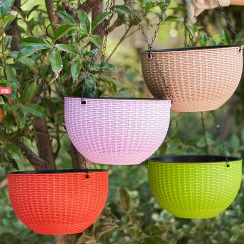 Rattan Styles Hanging Planter Flower Pots Hanging Basket for Indoor Outdoor Plant Home Garden Balcony Decoration - color: Blue