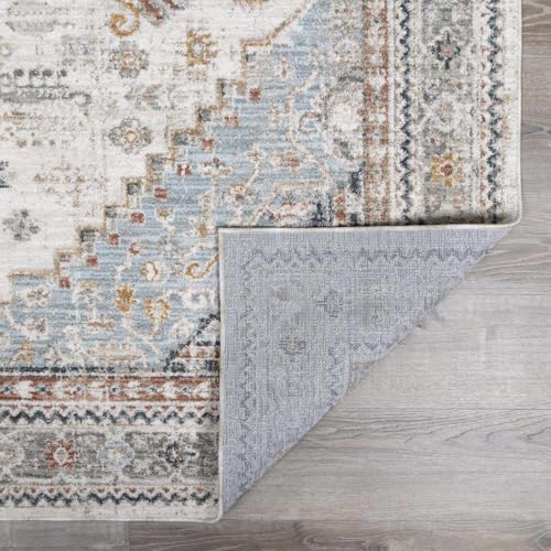 Hauteloom Balfour Living Room, Bedroom Area Rug - Medallion Geometric Border Floral Diamond - Traditional Oriental Transitional Oushak Turkish - Natural Gray, Cream, Gray, Beige, Blue - 2' x 2'11" - color: Natural Gray / Kouta, size: 1'11" x 2'11" (Rectan
