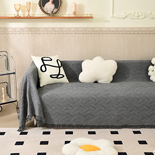 AIVIA Couch Cover Sheet Blanket, Oversized Couch Covers for 3 Cushion Sofa, Extra Large Furniture Decoration Cover Sofa Throws Sofa Slipcovers, L-Shape U-Shaped Sectional Protector for Cats Dogs - color: Dark Gray, size: 71” x 118”