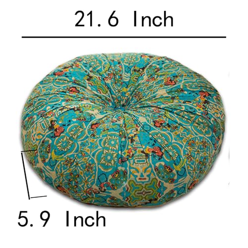 ELEFOCUS Blue Bohemian Seat Cushion,Indoor Boho Chair Cushions for Dining Chairs,Round Chair Pad,Decorative Seat Cushions for Kitchen Chairs(Blue Round A 21X21) - color: Blue Round a 21x21