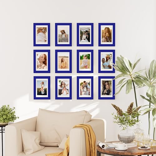 decorUhome 4x6 Picture Frame Set of 10, Display Photos 3.5x5 with Mat or 4x6 Unmatted for Picture Frames Collage Wall Decor, Royal Blue - color: Royal Blue, size: 4x6