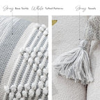 BlissBlush Gray Cream White Boho Throw Pillow Cover 20X20, Boho Woven Textured Pillow Cover, Neutral Pillow Cover, Sofa Couch Bed Farmhouse Lumbar Pillow (Cover ONLY) - color: Gray, size: 20" x 20" (Pack of 1)