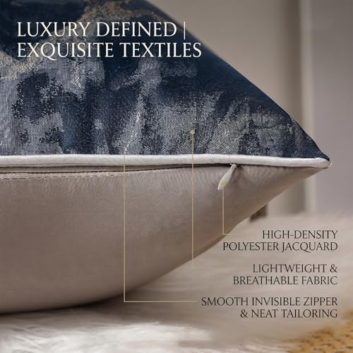 Navy Blue Abstract Throw Pillow Covers 18x18 inch Set of 2 Jacquard Pillow Cases Farmhouse Decorative Cushion Covers for Sofa Couch - color: Jacquard 2