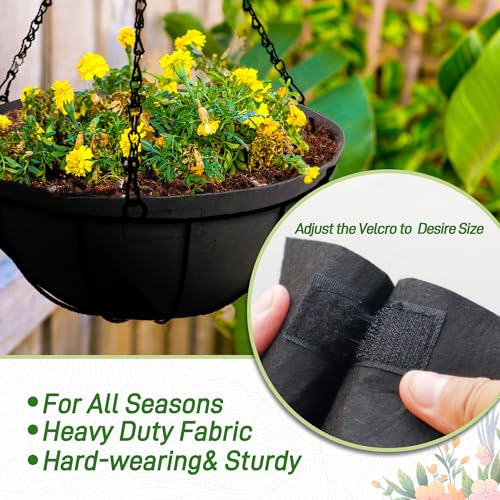 4 Pack 14 Inch Fabric Planter Basket Liner- Felt Flower Pot Liners Replacement Coco Fiber Liner for Hanging Basket Flowers Round Hanging Basket Liners Prevent Birds from Nesting - size: 4pack-14inch