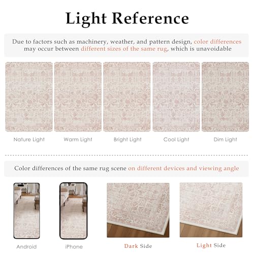 PureCozy Pink Entryway Area Rug 2x3 Door Mat Machine Washable Kitchen Vintage Distressed Non Slip Carpet Indoor Retro Floral Accent Throw Small Rug for Bathroom Office Bedroom Dining Room - color: Accent | Pink, size: 2' x 3' (Rectangular)