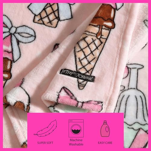 Betsey Johnson - Blanket, Buttery-Soft Throw Blanket for Couch or Bed, Boldly Plush & Oversized Bedding (Coquette Ice Cream Pink, 50" x 70") - color: Coquette Ice Cream Pink