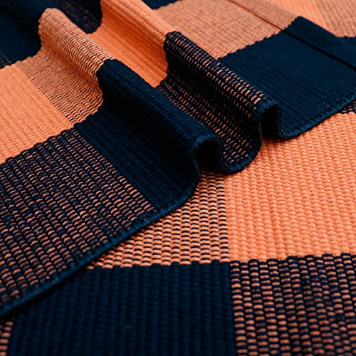 Fall Décor Orange and Black Plaid Rug, 2'4" x 3'7" Fall Outdoor Front Door Decorative Mat, Hand-Woven Rug for Layered Door Mats Washable Carpet for Porch, Entryway, Farmhouse, Autumn, Halloween - color: Orange and Black Plaid, size: 2'4" x 3'7" (Rectangul