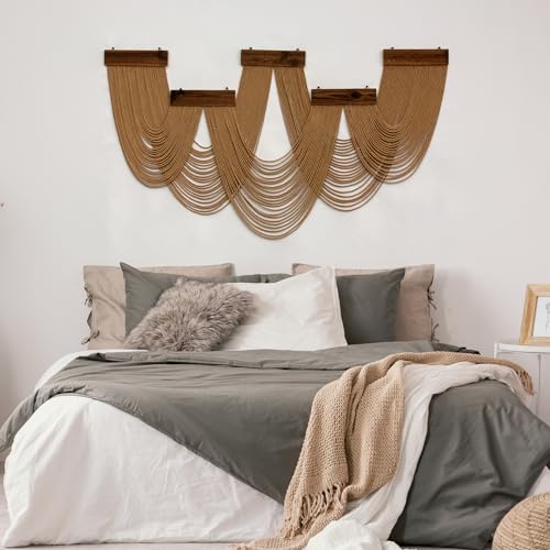 LB Large Macrame Wall Hanging, Brown Boho Tapestry Wall Hanging Macrame Wall Art Handmade Yarn Woven Wall Art Modern Home Decor Headboard Wall Decor for Bedroom Living Room Dorm Nursery, 53x28 Inch - color: Brown