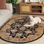 SAFAVIEH Classic Collection 4'6" x 6'6" Oval Black / Gold CL252A Handmade Traditional Oriental Premium Wool Area Rug - size: 4'6" x 6'6" (Oval)