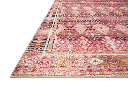 Loloi Layla Collection LAY-15 Magenta/Multi 2'-3" x 3'-9" .13" Thick Accent Rug, Soft, Durable, Vintage Inspired, Distressed, Low Pile, Non-Shedding, Easy Clean, Printed, Living Room Rug - color: Magenta / Multi, size: 2'3" x 3'9" (Rectangular)