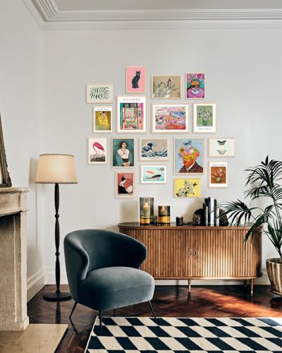 KBKBART Set of 17 Eclectic Wall Art Prints, Colorful Maximalist Wall Decor Canvas Boho Gallery Prints Collage, Vintage Famous Artists Painting Pictures Aesthetic Poster for Funky Room Decor, Eclectic Home Decor for Bedroom Dorm - Unframed - color: Eclecti