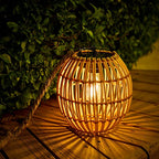 Livinlarge Hanging Solar Lantern Outdoor Waterproof, Large Solar Rattan Lantern Outdoor with Twine Handle, Bright Outdoors Hanging Lights with Edison Bulb for Garden Patio Yard Decoration - style: Solar Lantern