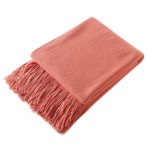 Homiest Decorative Knitted Throw Blanket with Fringe Soft & Cozy Tassel Blanket for Couch Sofa Bed (Orange,50x60) - color: Orange, size: 50" x 60"